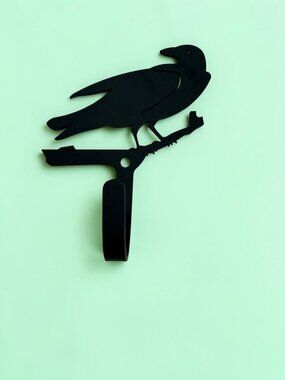 Wrought Iron Crow / Raven Wall Hook Small 3.5" (Made in USA)